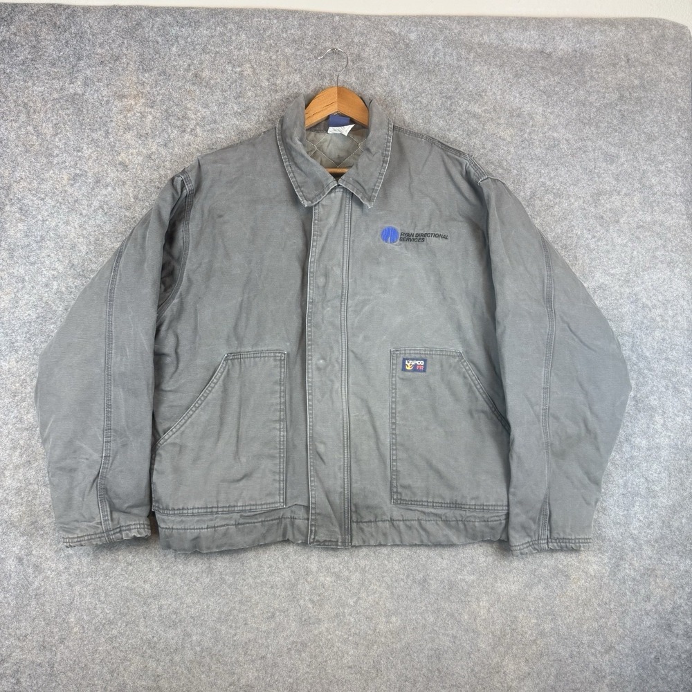Lapco FR Jacket Mens XL Gray Flame Resistant Duck Quilted Work Canvas Full Zip